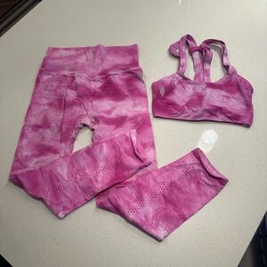 FP Movement by Free People Pink Tie-Dye Leggings Set
